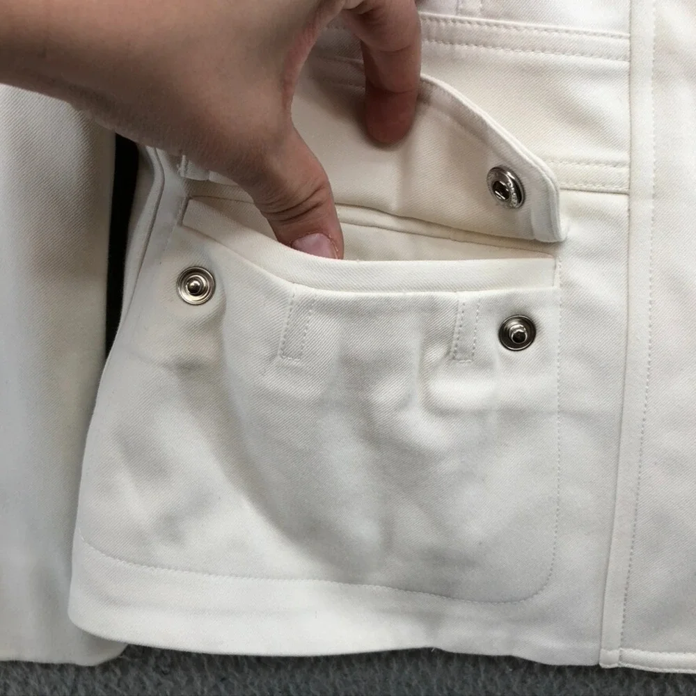 Belstaff Moto Biker Jacket Womens 40 Medium White Edgy Bold Urban Teacher Office